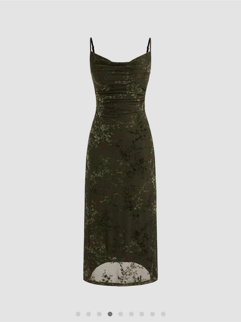 NWT Olive Green Floral Slip Dress with Cowl Neck - Picture 2 of 5
